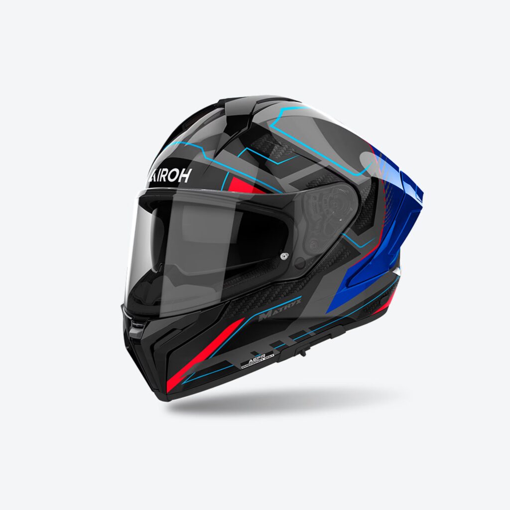 AIROH MATRYX ROCKET BLUE RED HELMET
