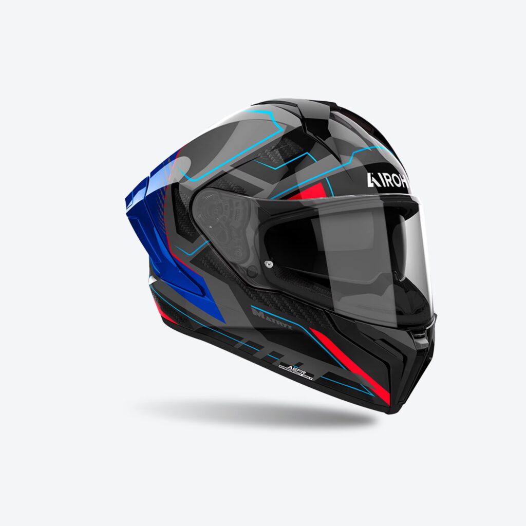 AIROH MATRYX ROCKET BLUE RED HELMET